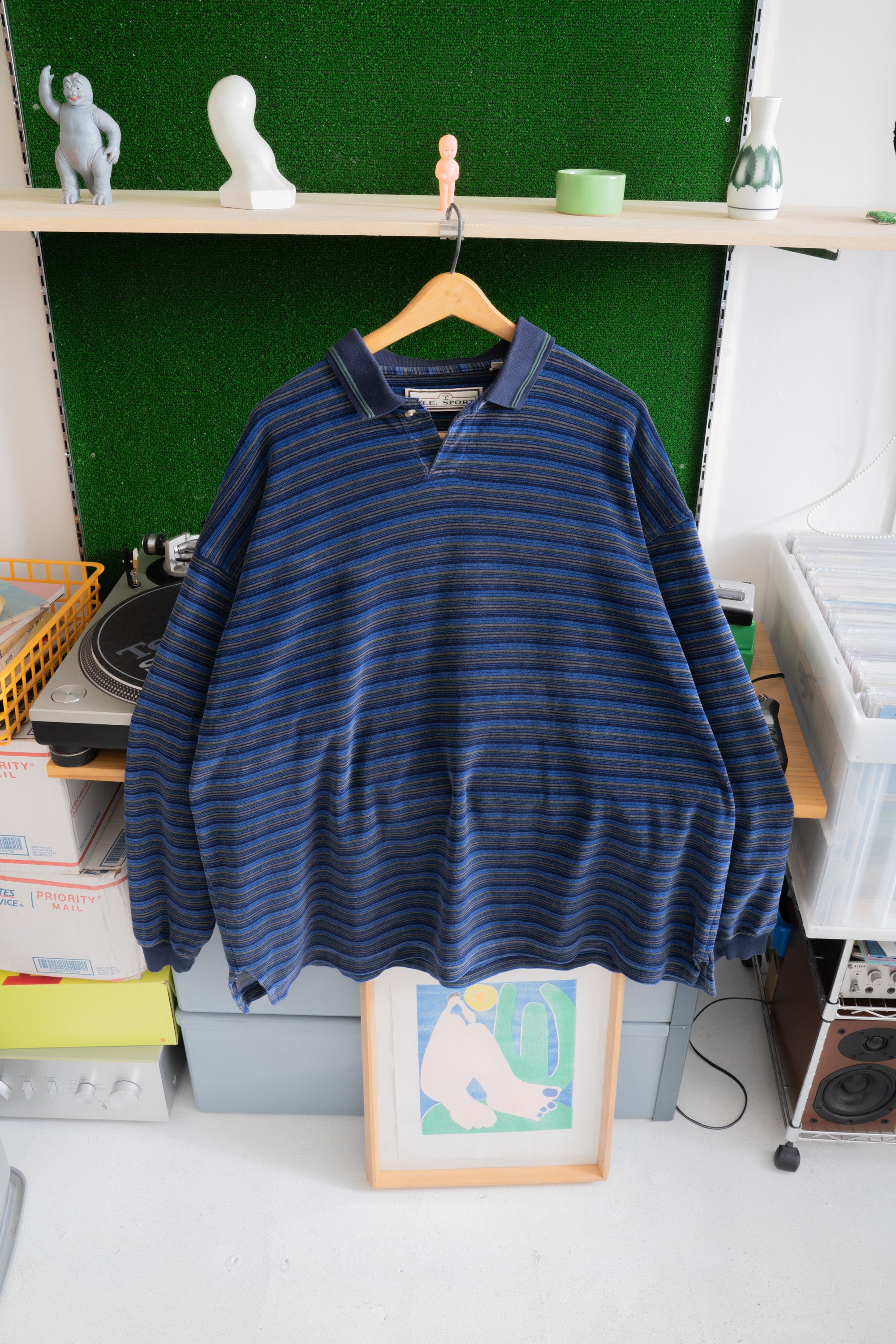 90S M.E.SPORT STRIPED VELOUR POLO
