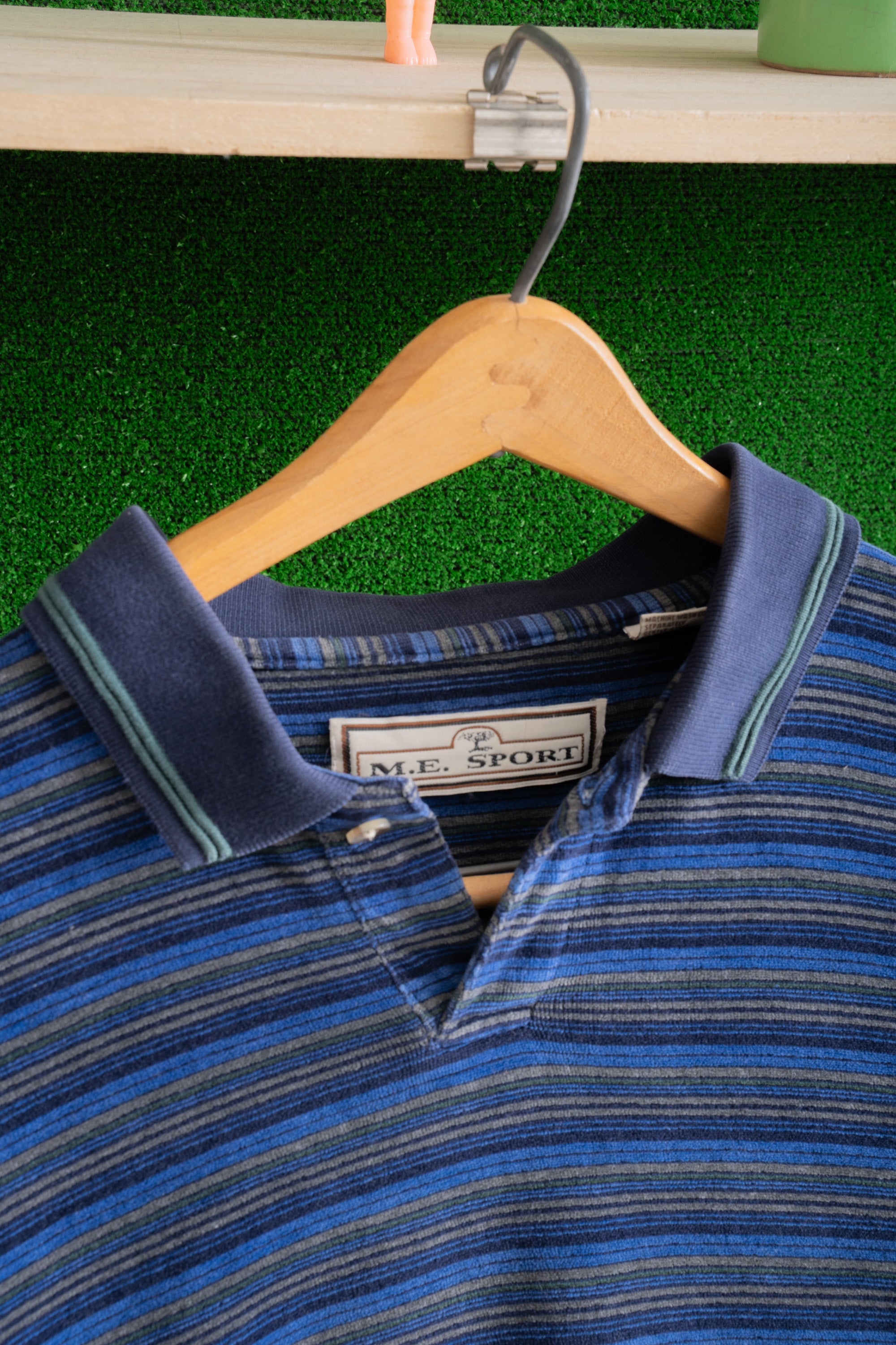 90S M.E.SPORT STRIPED VELOUR POLO