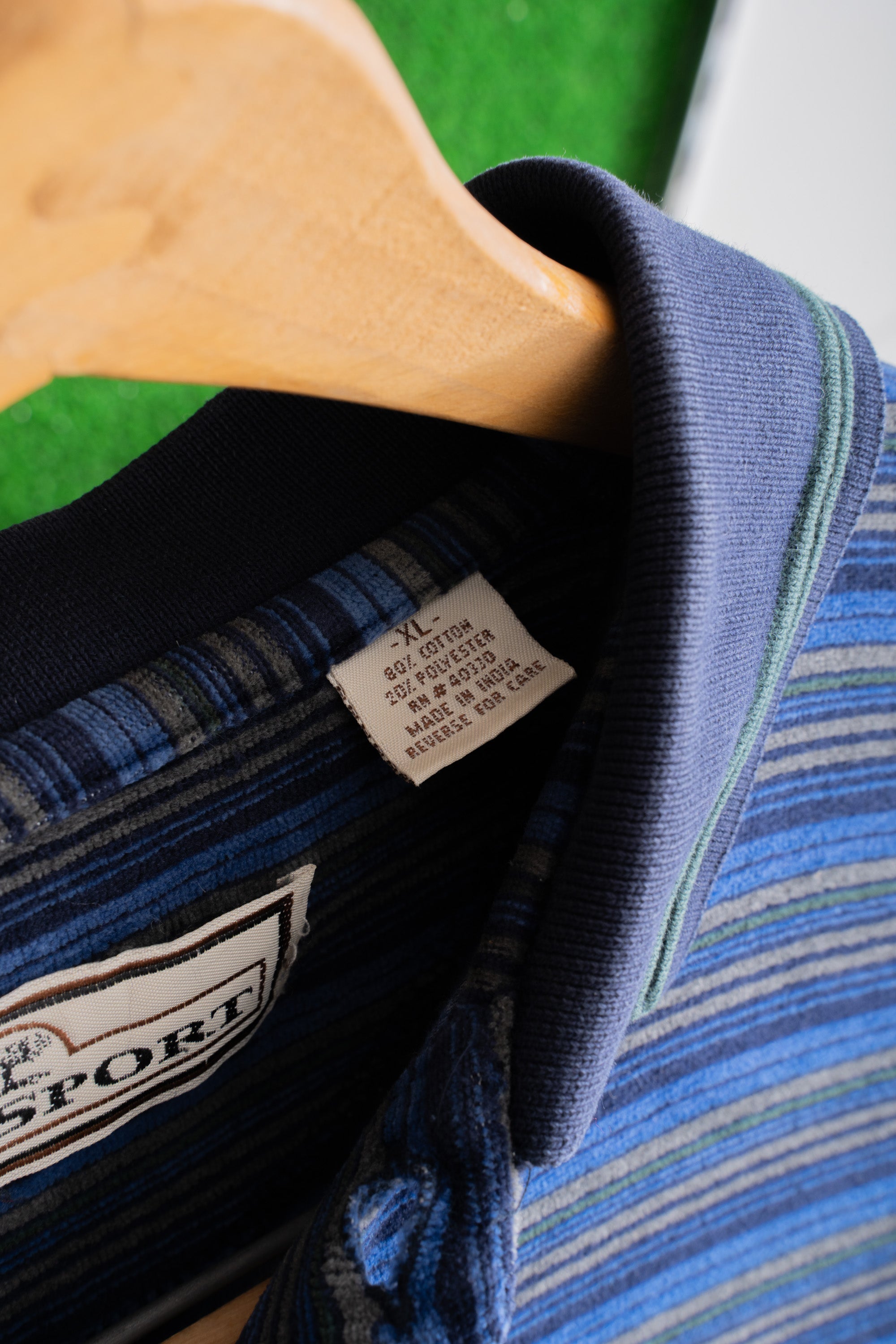90S M.E.SPORT STRIPED VELOUR POLO