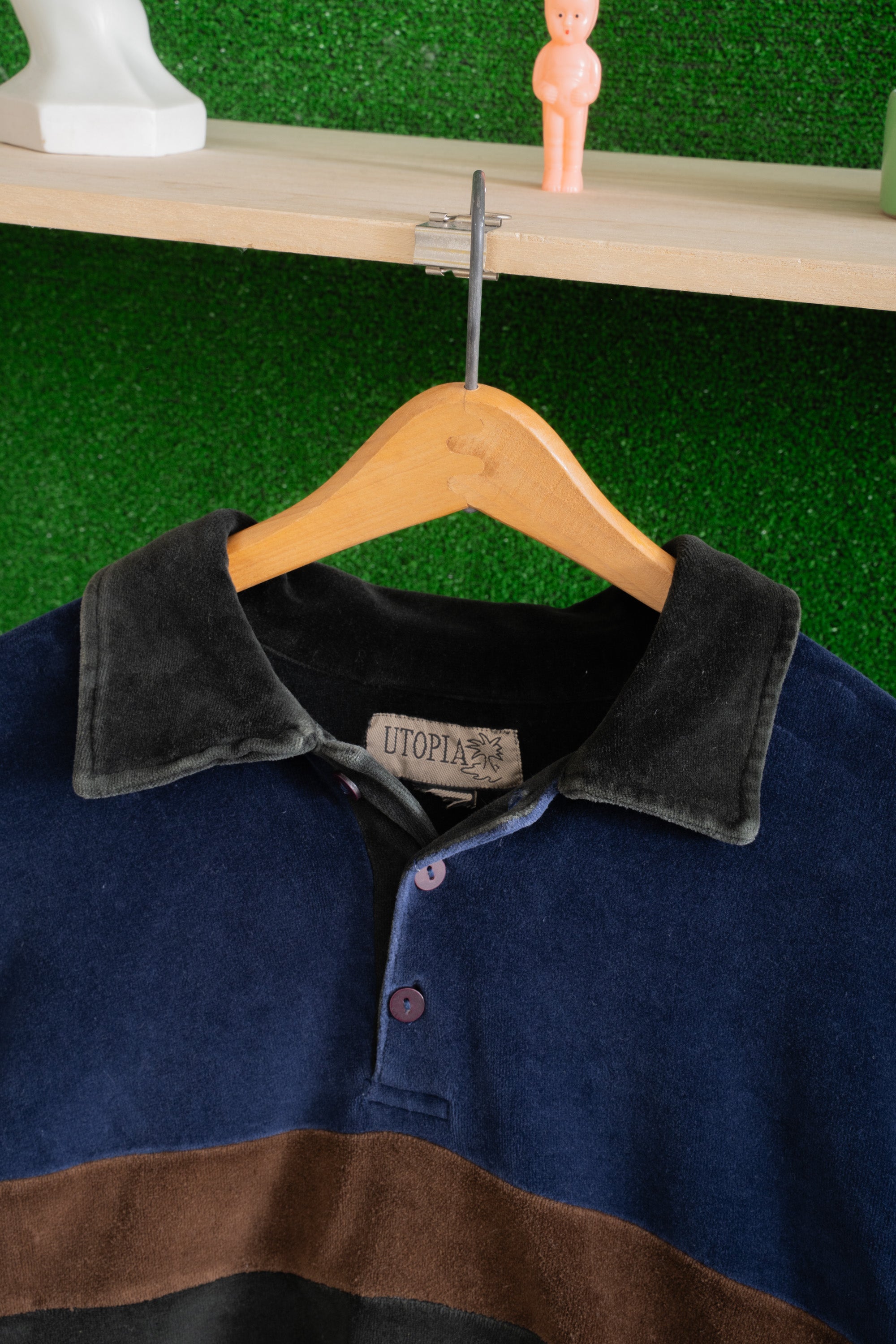 90S UTOPIA 3TONE VELOUR POLO