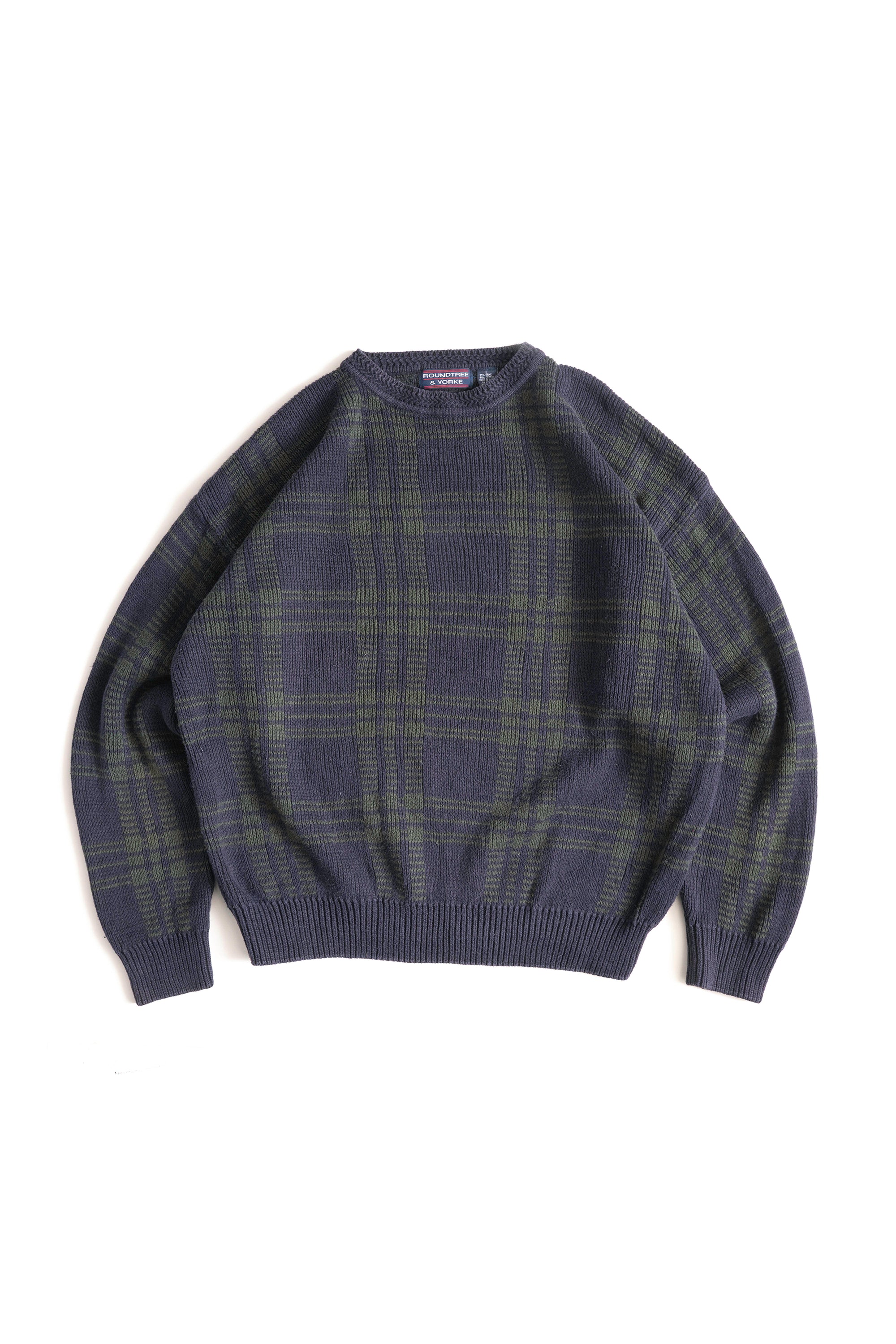 90S ROUNDTREE & YORKE CHECKED RAMIE COTTON SWEATER