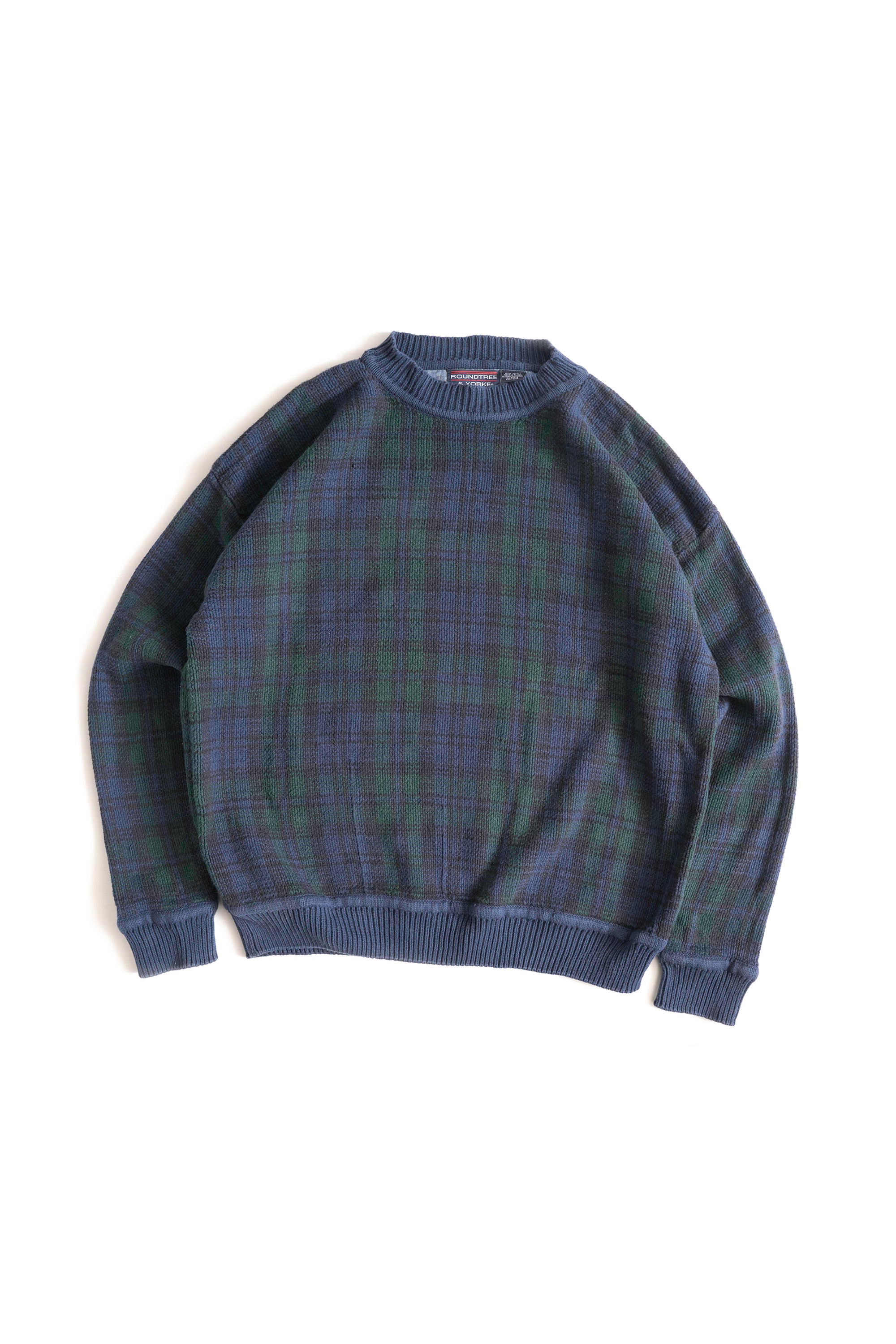 90S ROUNDTREE & YORKE CHECKED COTTON SWEATER