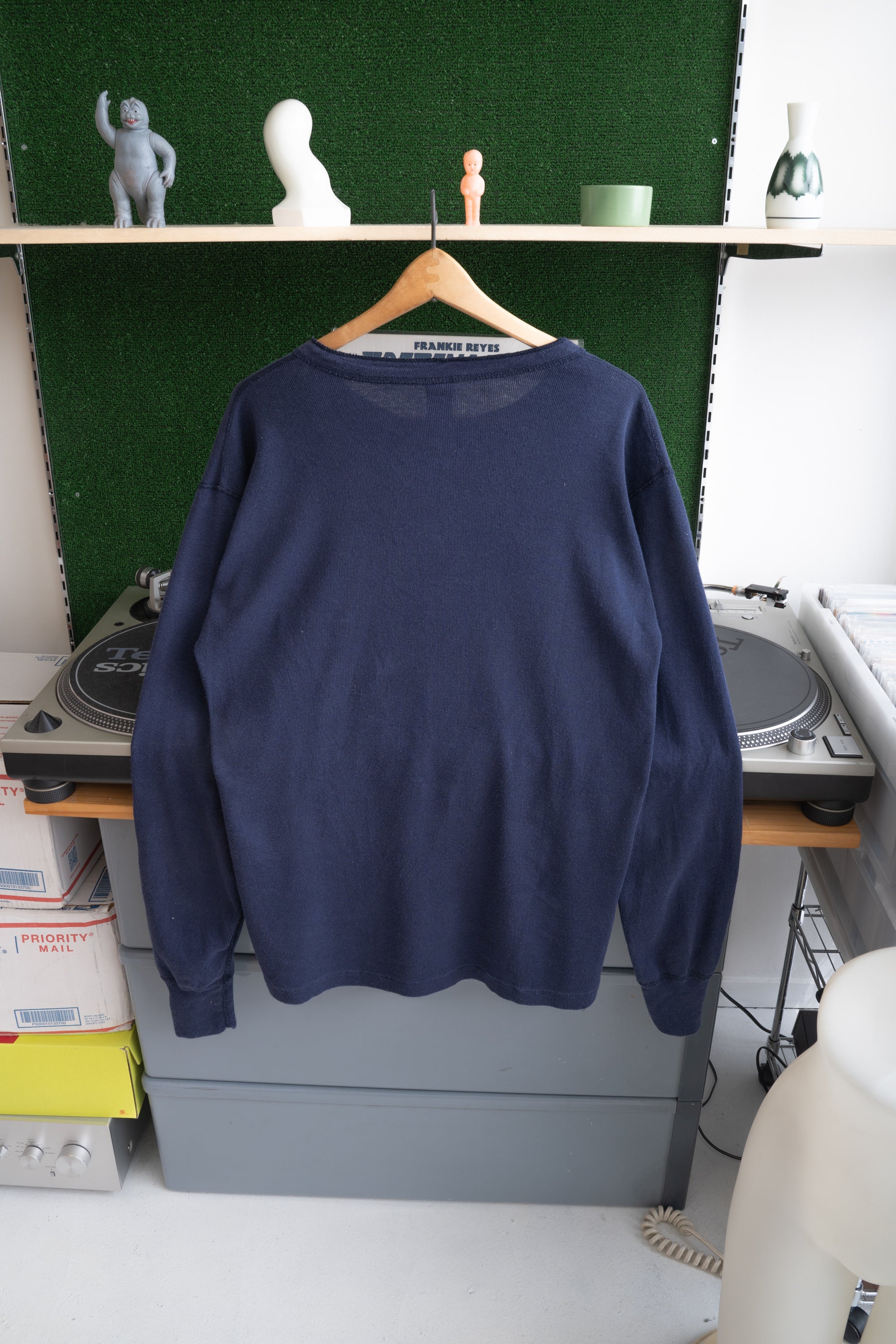 90S MADE IN USA GAP RIBBED HENRY NECK PULLOVER