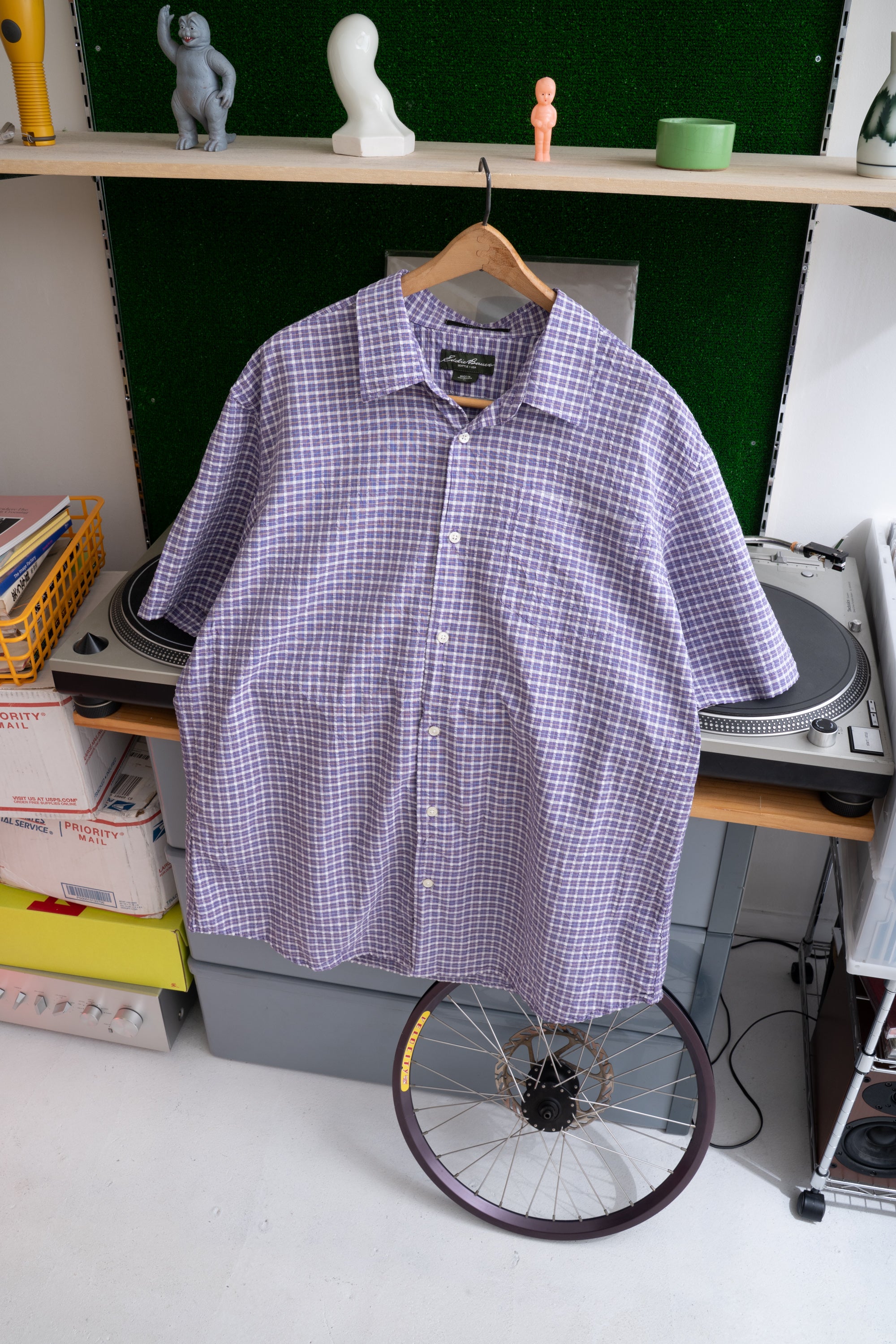 00S EDDIE BAUER CHECKED SEERSUKER SHIRT
