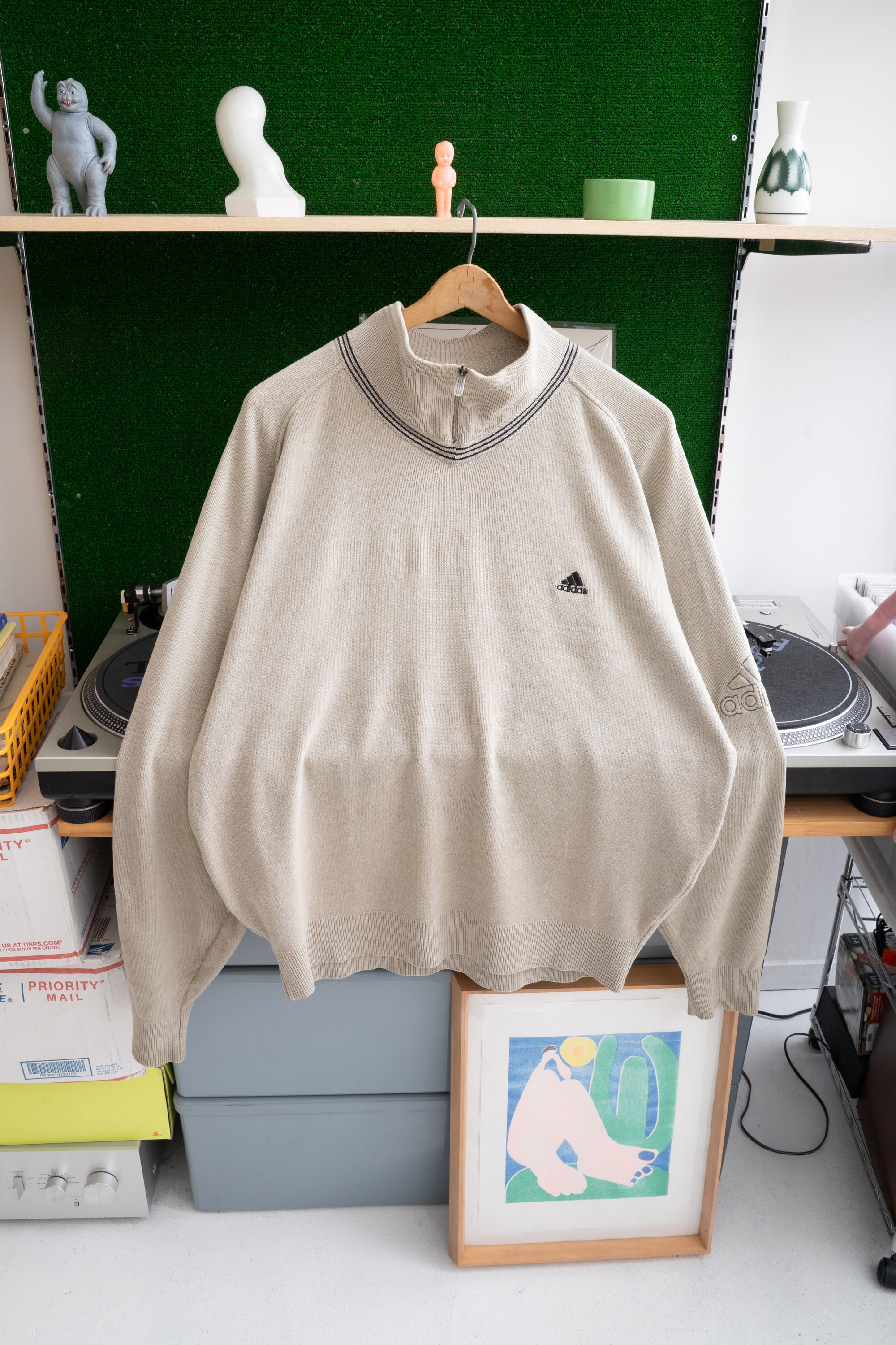 00S ADIDAS NECK ZIP SWEATER