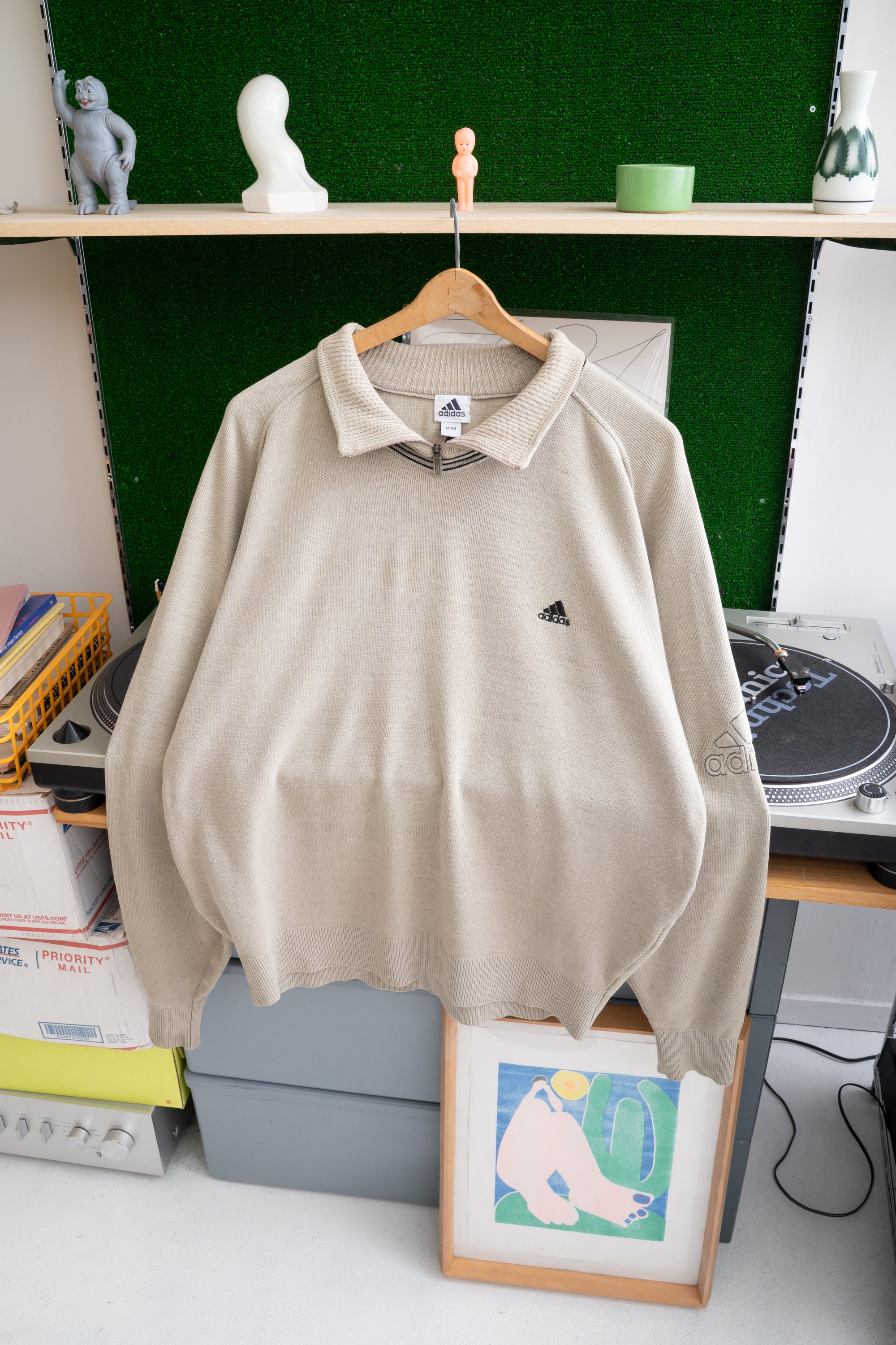 00S ADIDAS NECK ZIP SWEATER