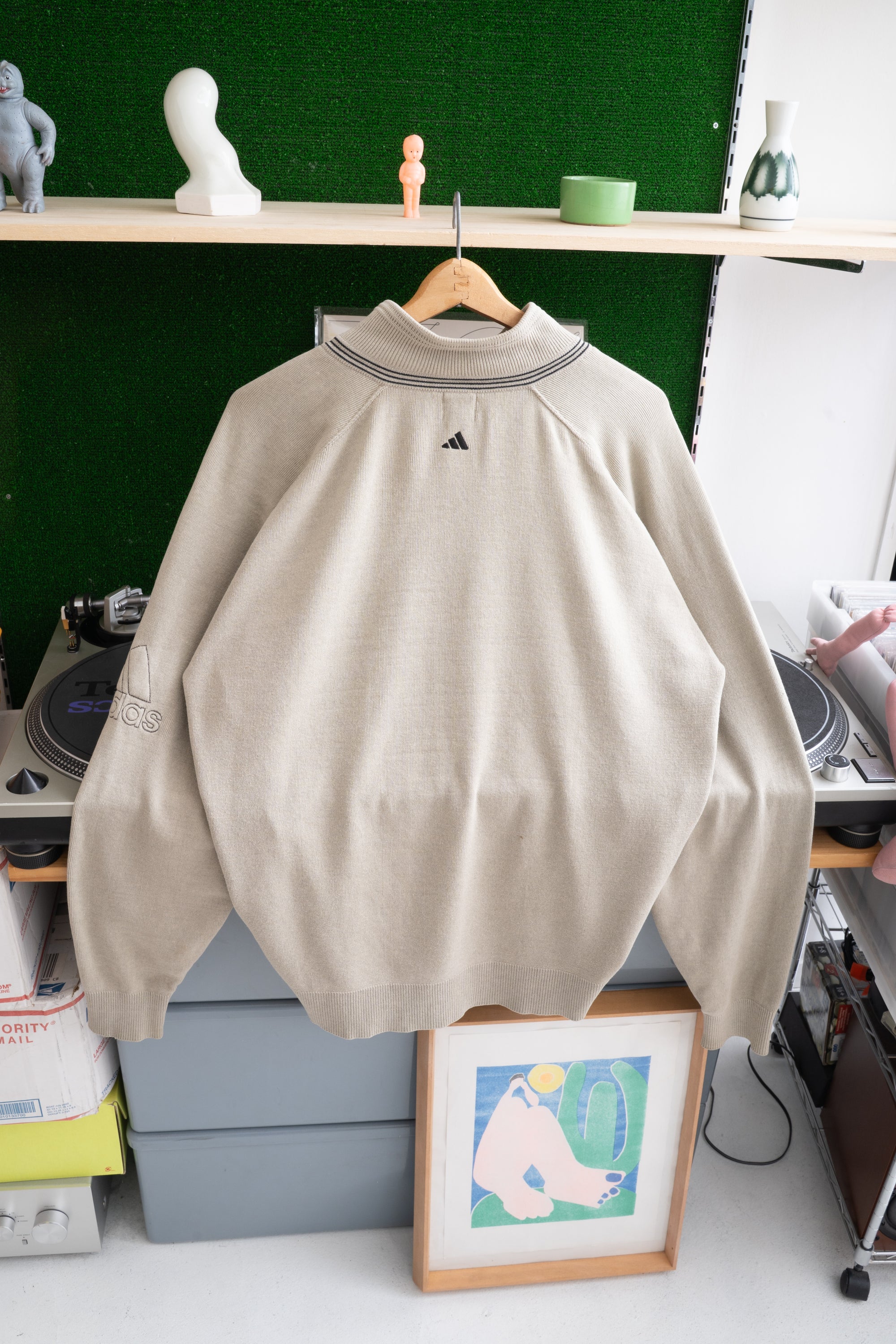 00S ADIDAS NECK ZIP SWEATER