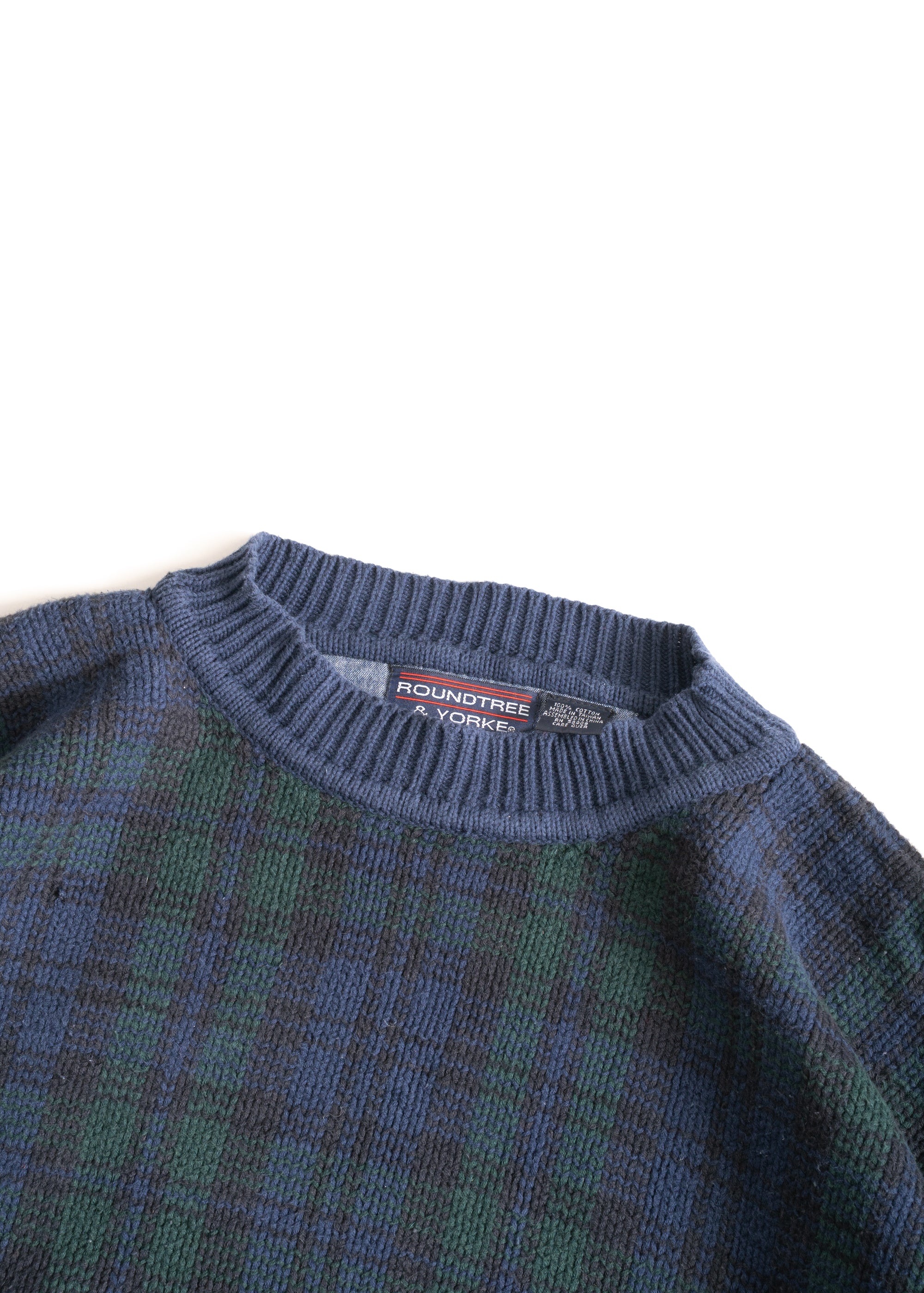 90S ROUNDTREE & YORKE CHECKED COTTON SWEATER