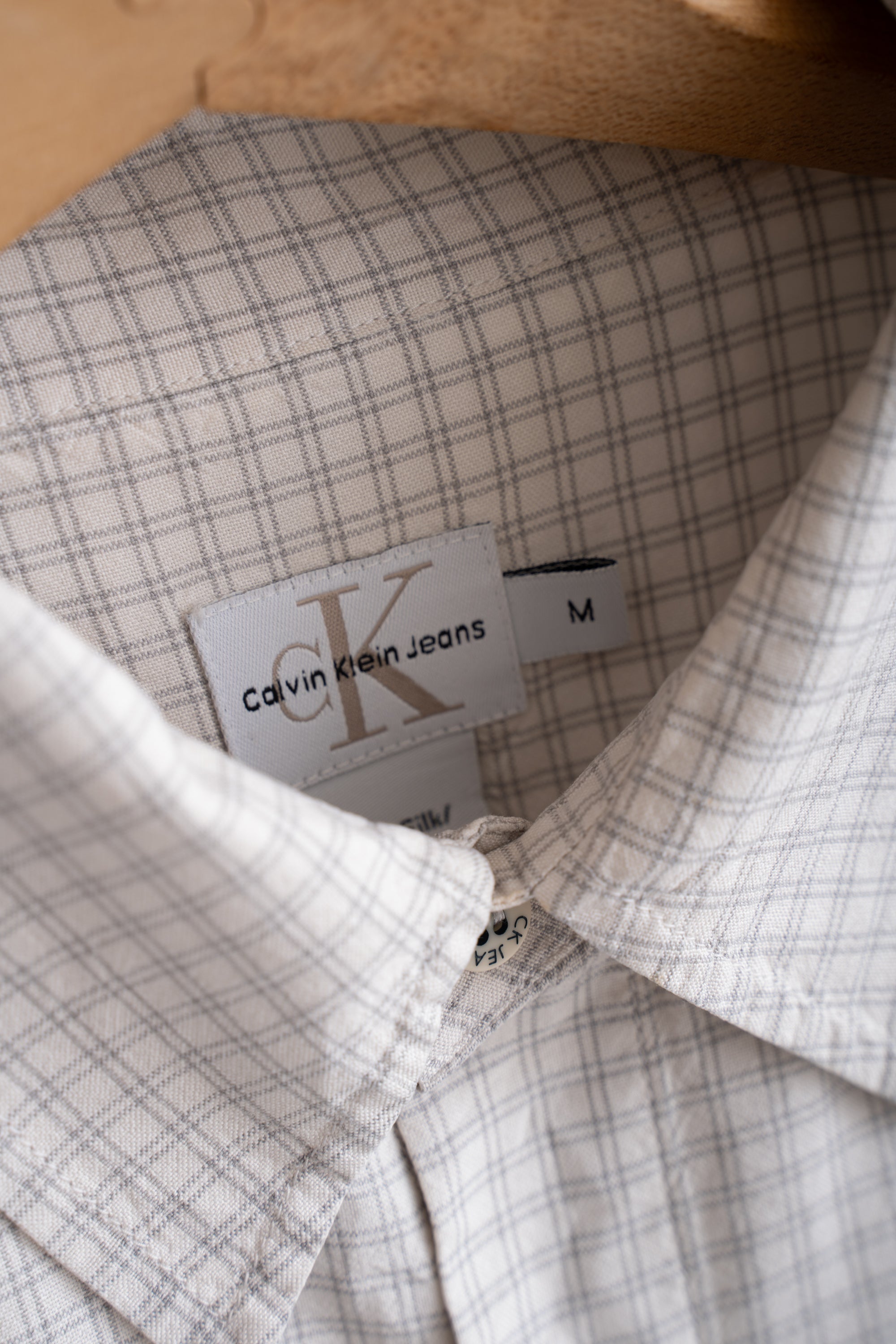 90S CALVIN KLEIN CHECKED SILK SHIRT