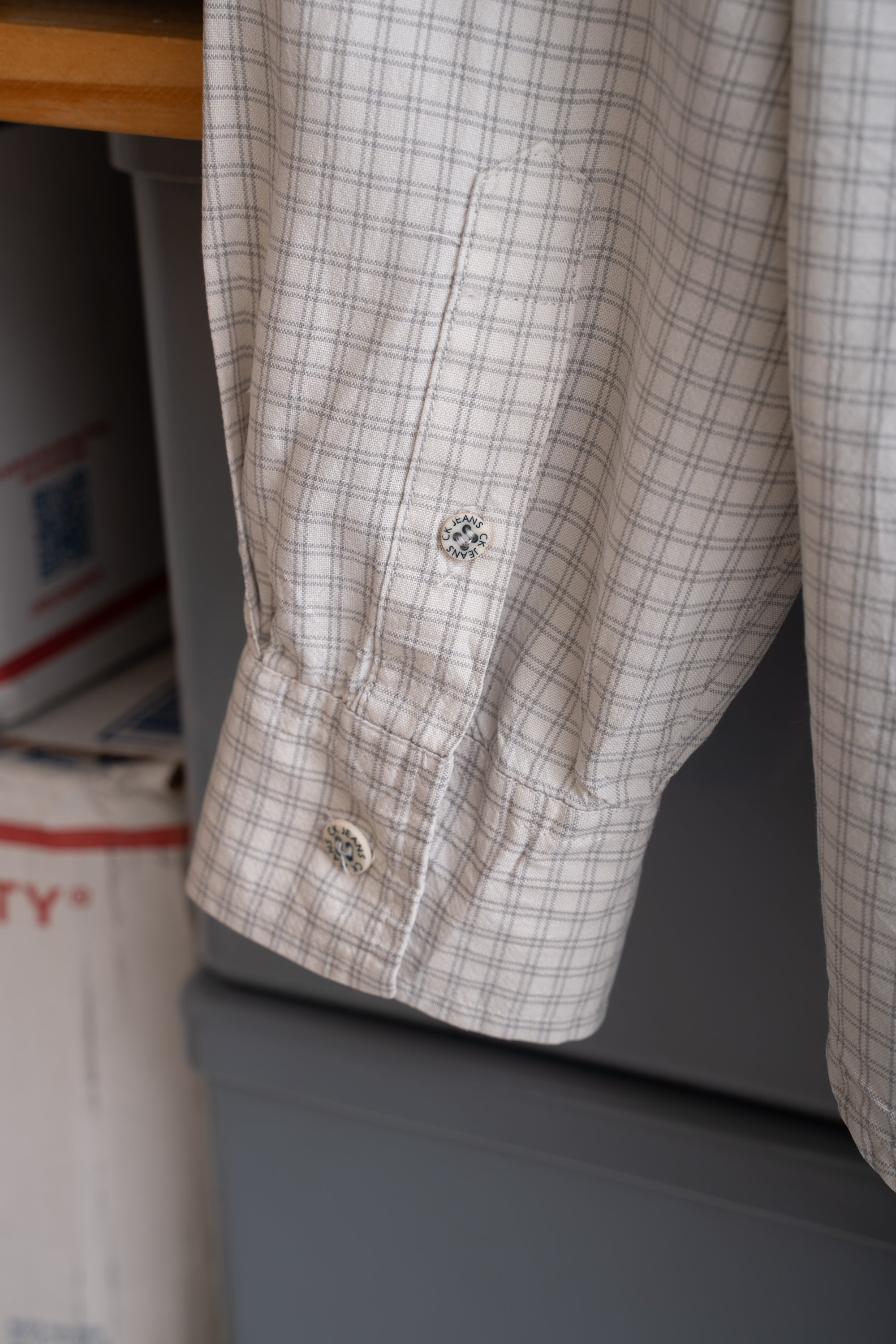 90S CALVIN KLEIN CHECKED SILK SHIRT