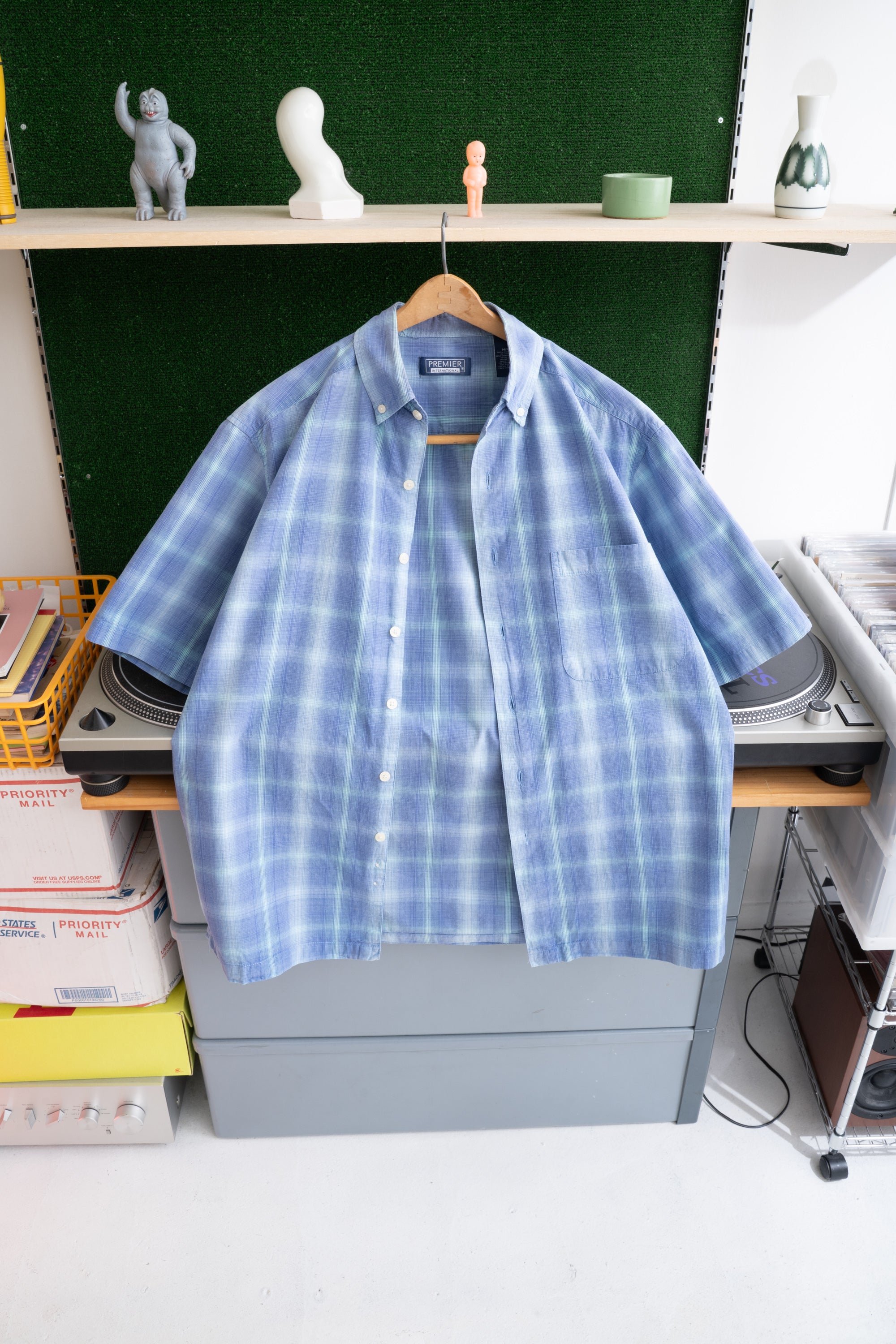 00S PREMIER INTERNATIONAL CHECKED BUTTON DOWN SHIRT