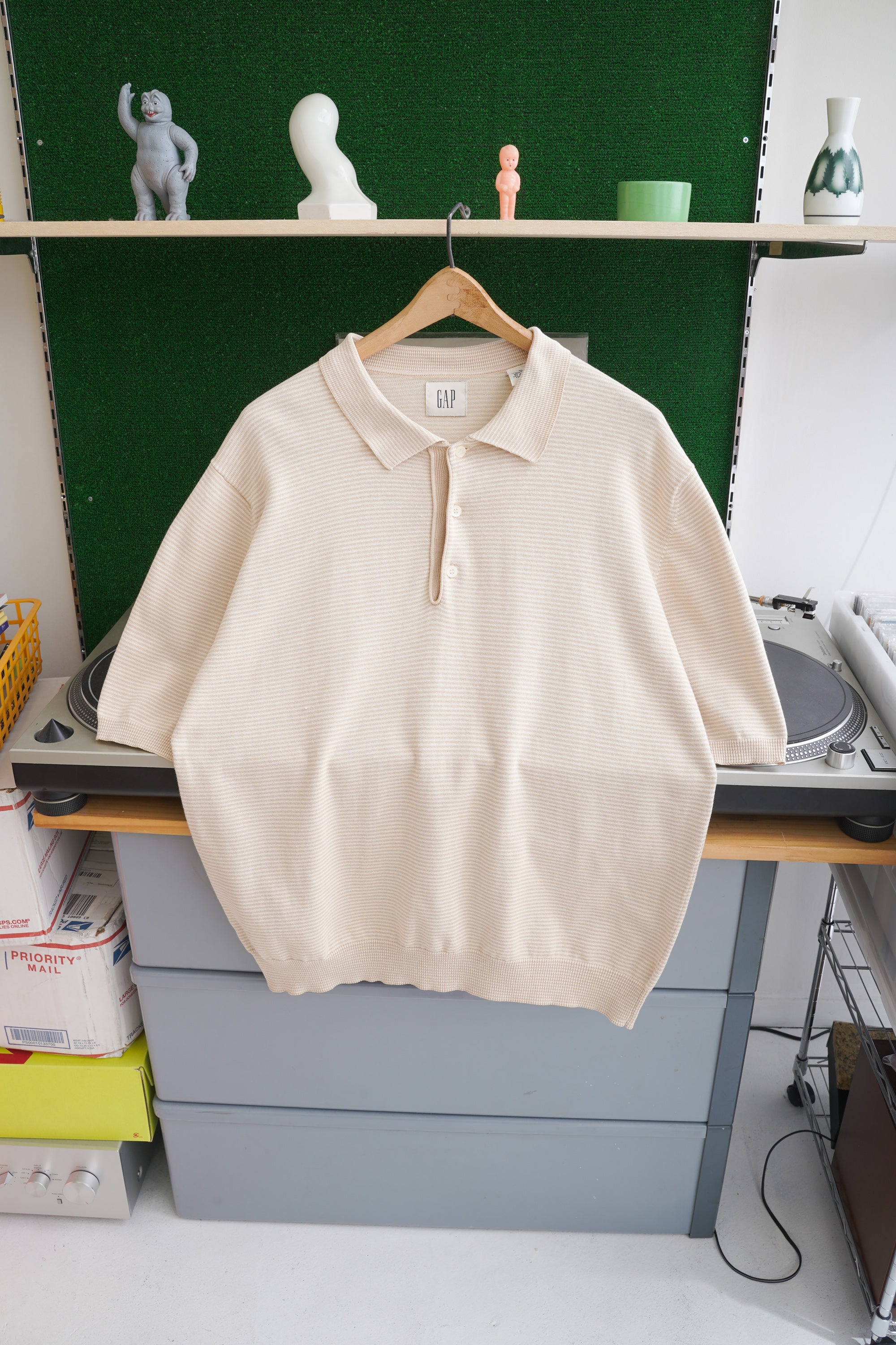 90S GAP STRIPED COTTON KNIT POLO SHIRT