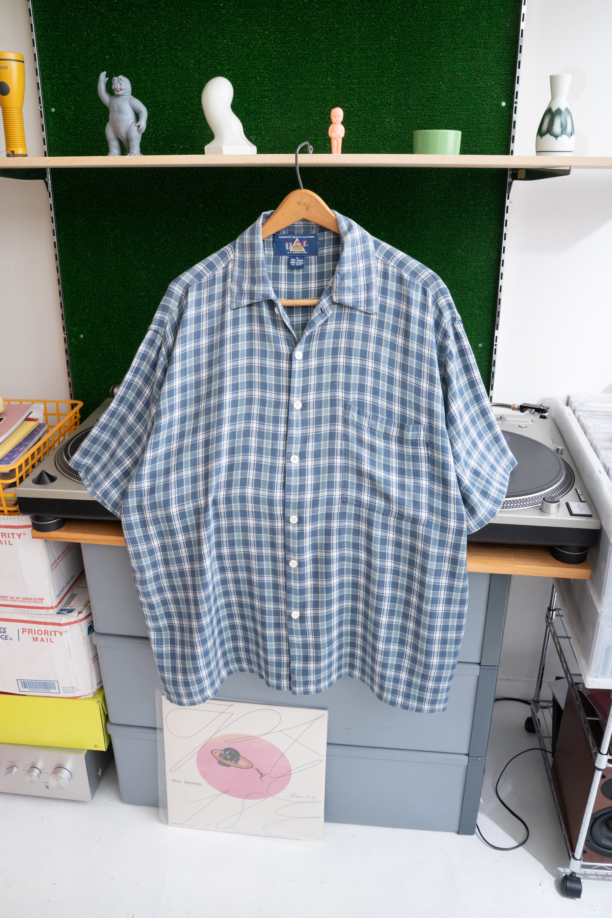 90S U.S.EXPEDITION CHECKED RAYON SHIRT