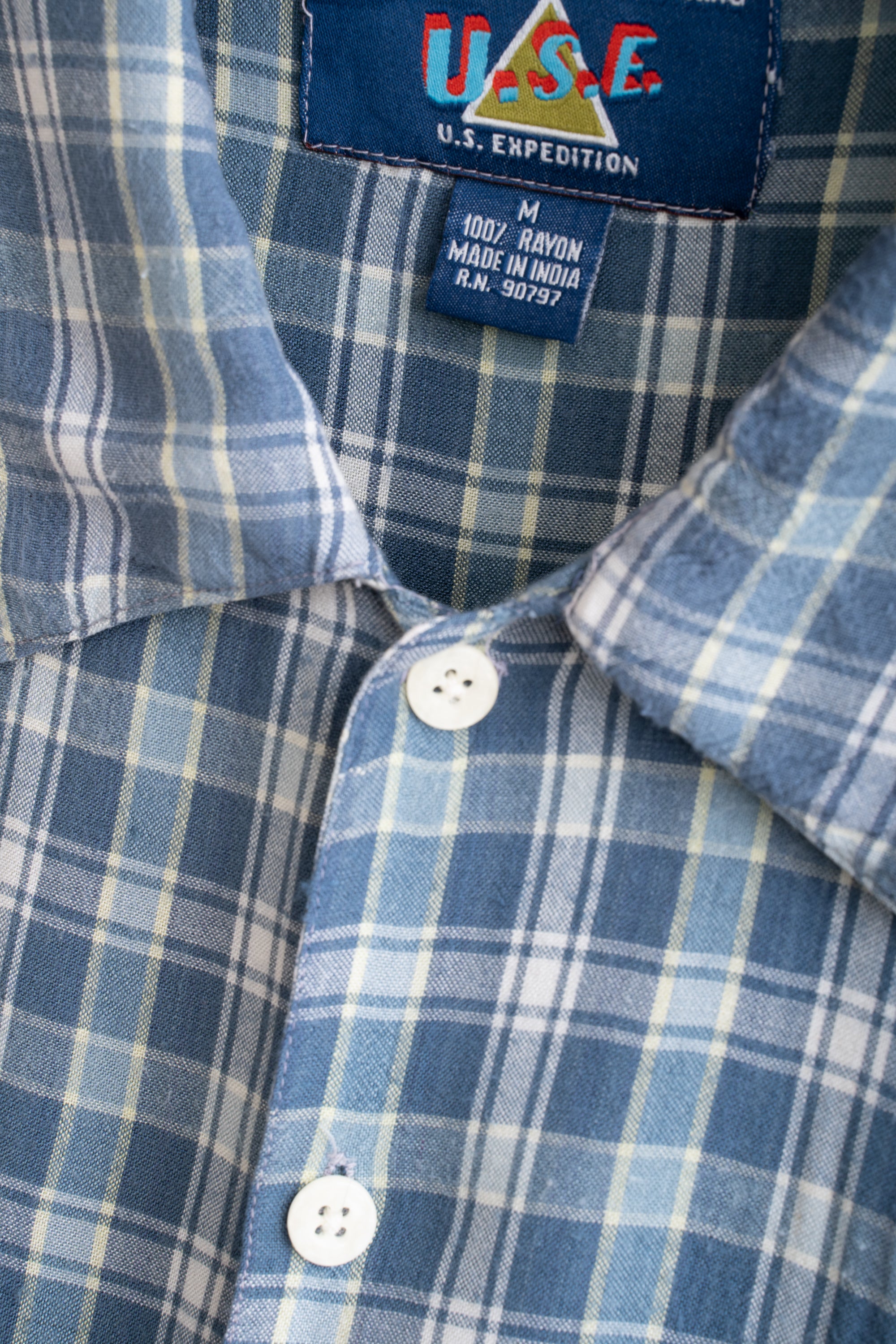 90S U.S.EXPEDITION CHECKED RAYON SHIRT