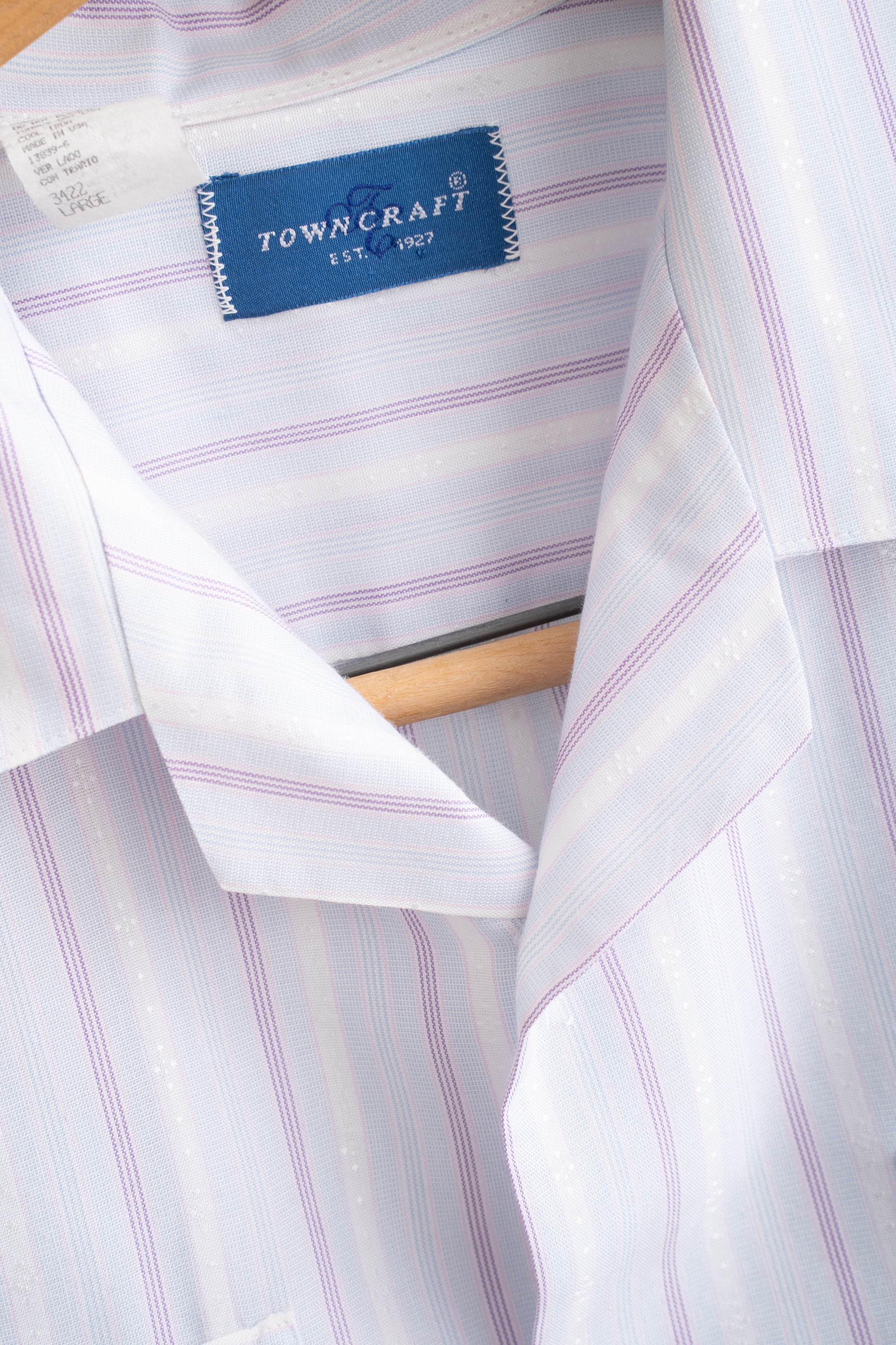 80S MADE IN USA TOWN CRAFT OPEN COLLAR SHIRT