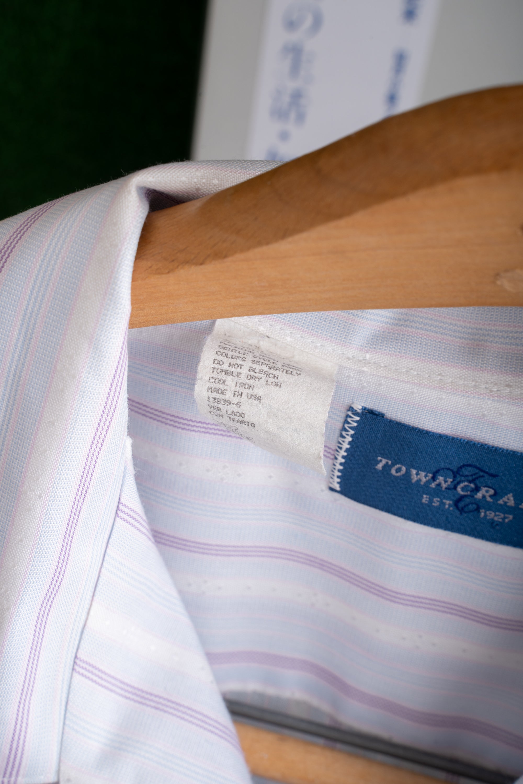 80S MADE IN USA TOWN CRAFT OPEN COLLAR SHIRT