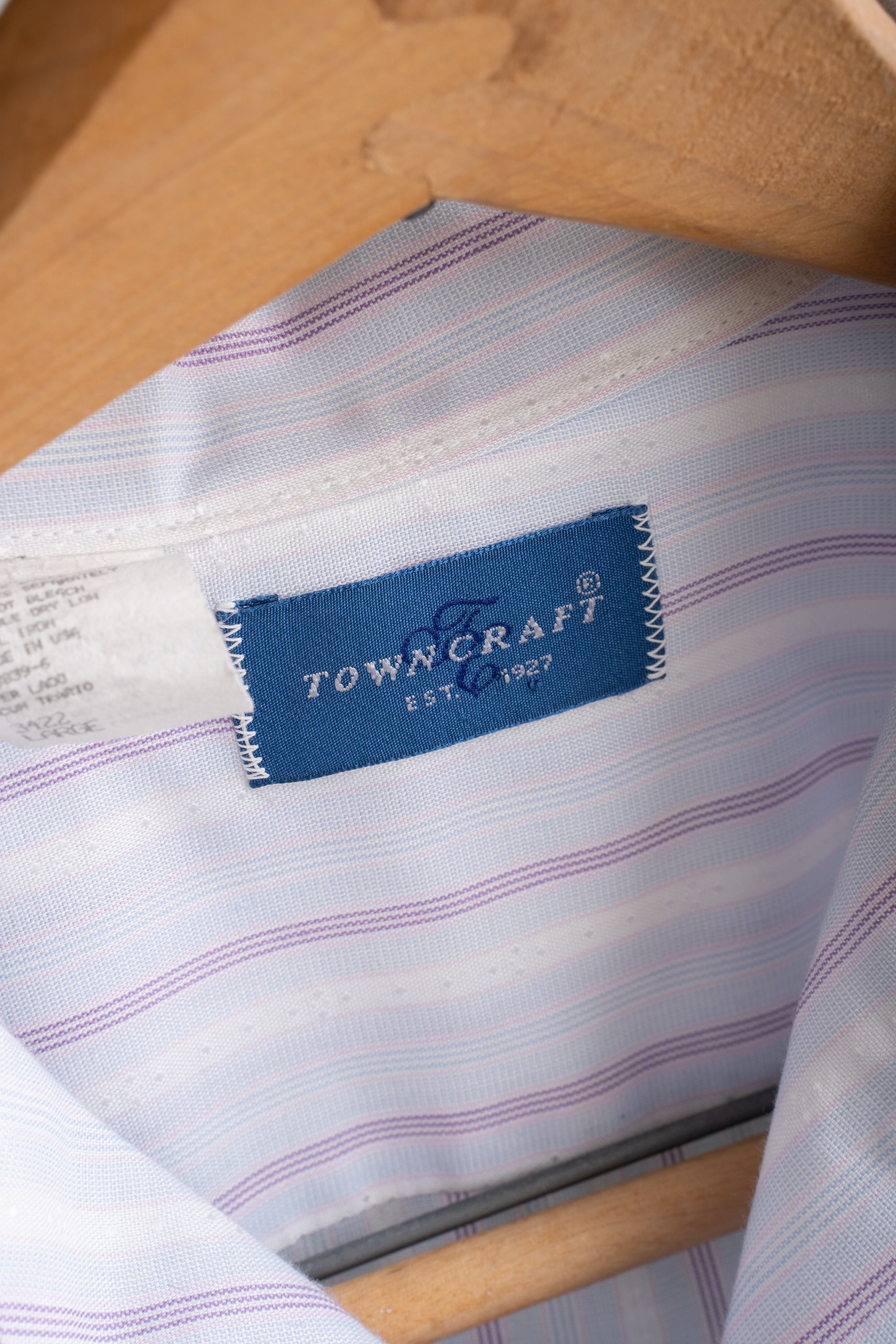 80S MADE IN USA TOWN CRAFT OPEN COLLAR SHIRT