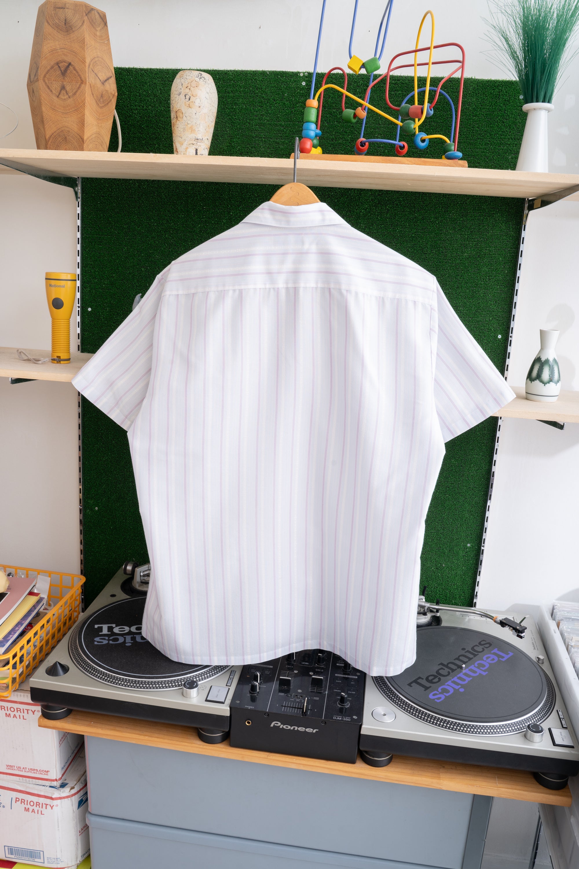 80S MADE IN USA TOWN CRAFT OPEN COLLAR SHIRT