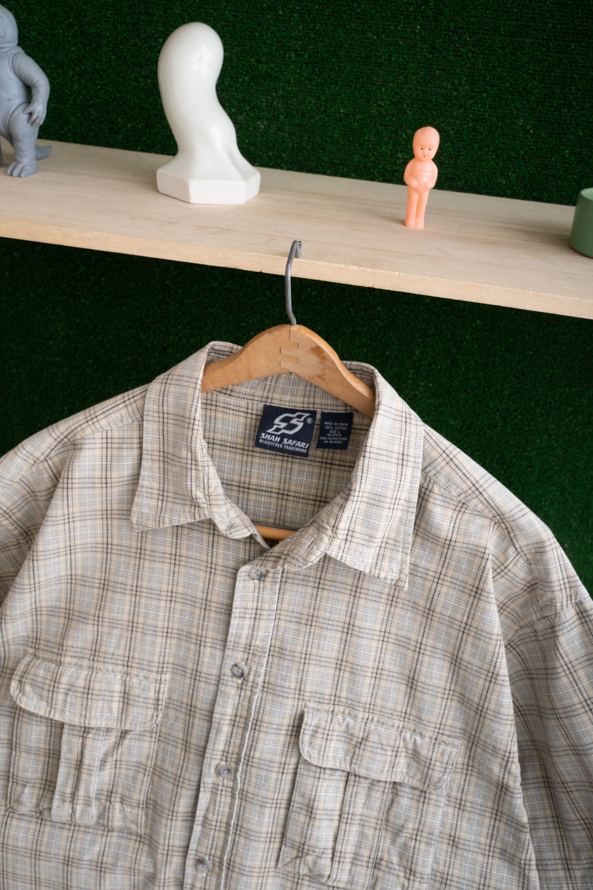 90S SHAH SAFARI CHECKED SHIRT