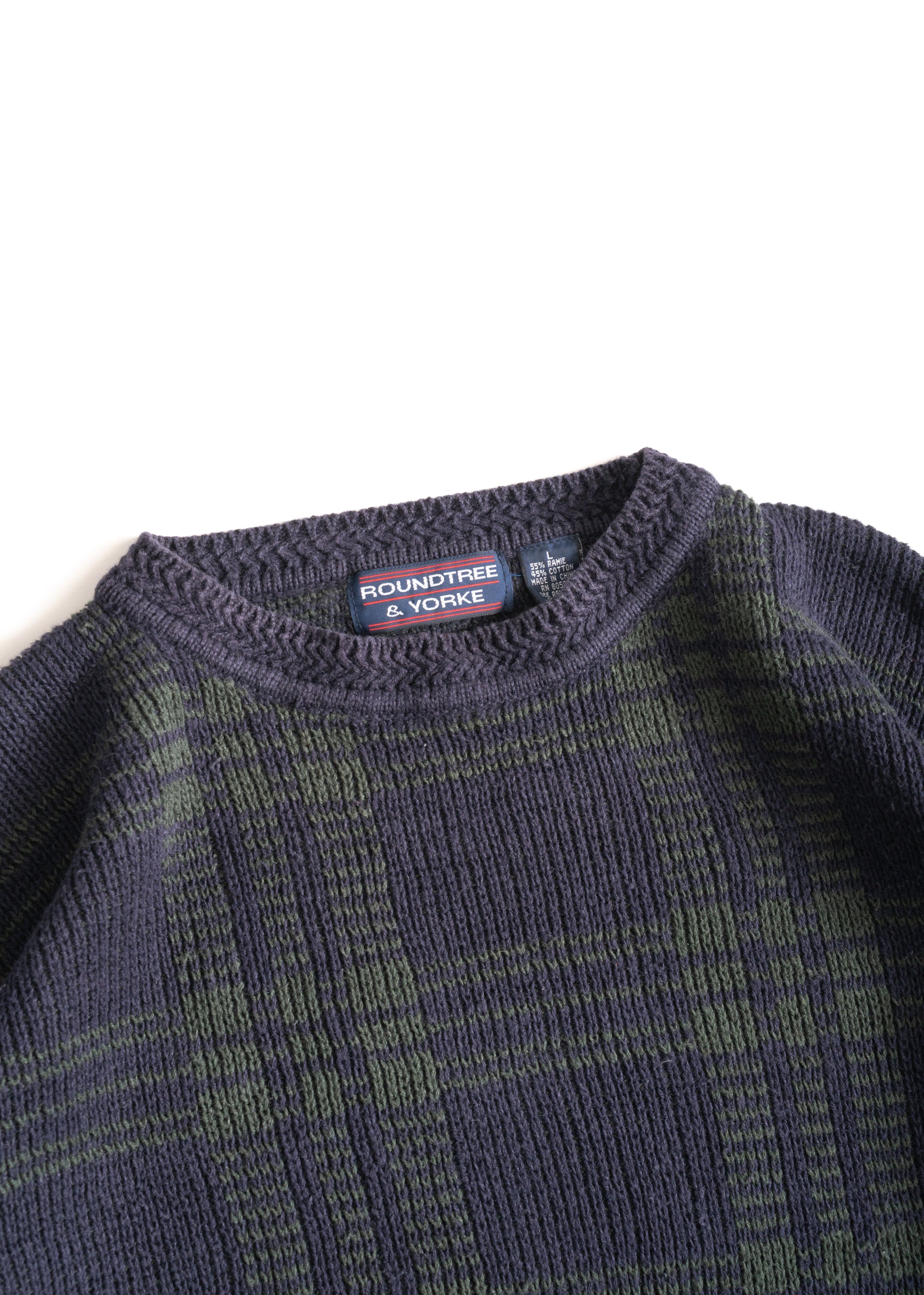 90S ROUNDTREE & YORKE CHECKED RAMIE COTTON SWEATER
