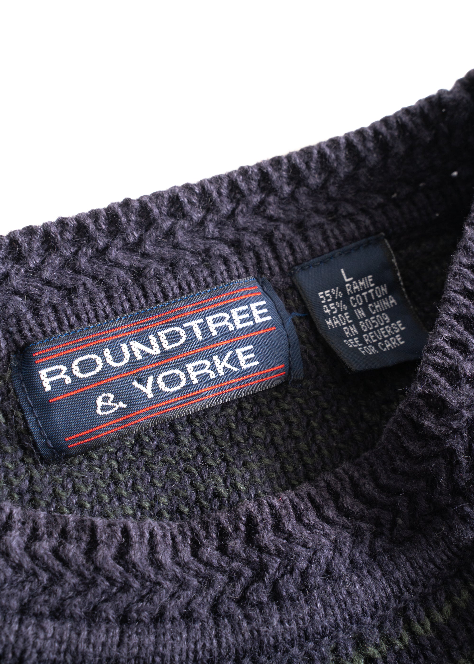 90S ROUNDTREE & YORKE CHECKED RAMIE COTTON SWEATER