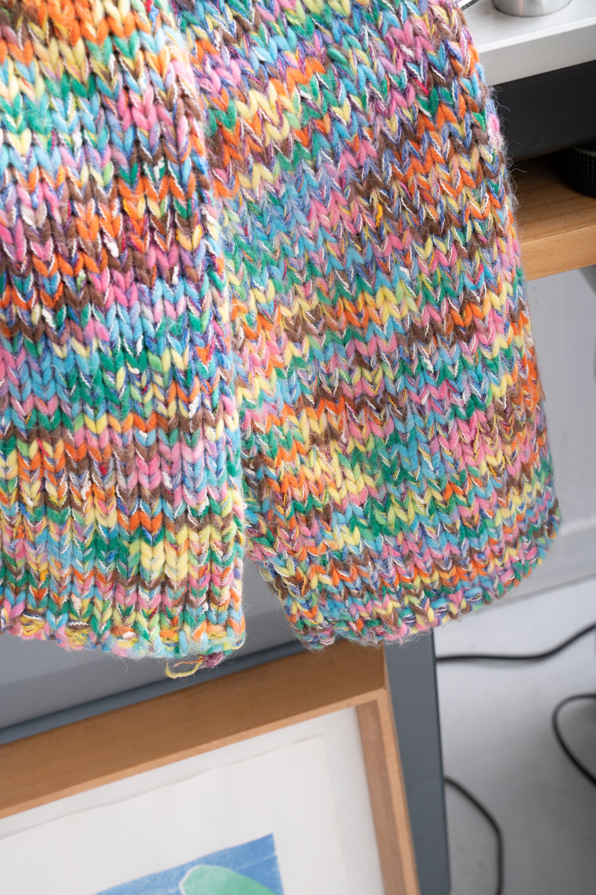 UNKNOWN BRAND RAINBOW ACRYLIC SWEATER