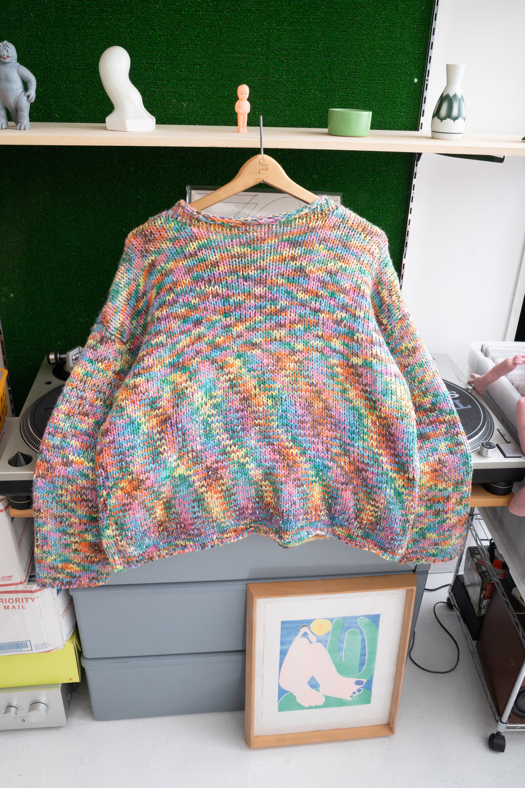 UNKNOWN BRAND RAINBOW ACRYLIC SWEATER