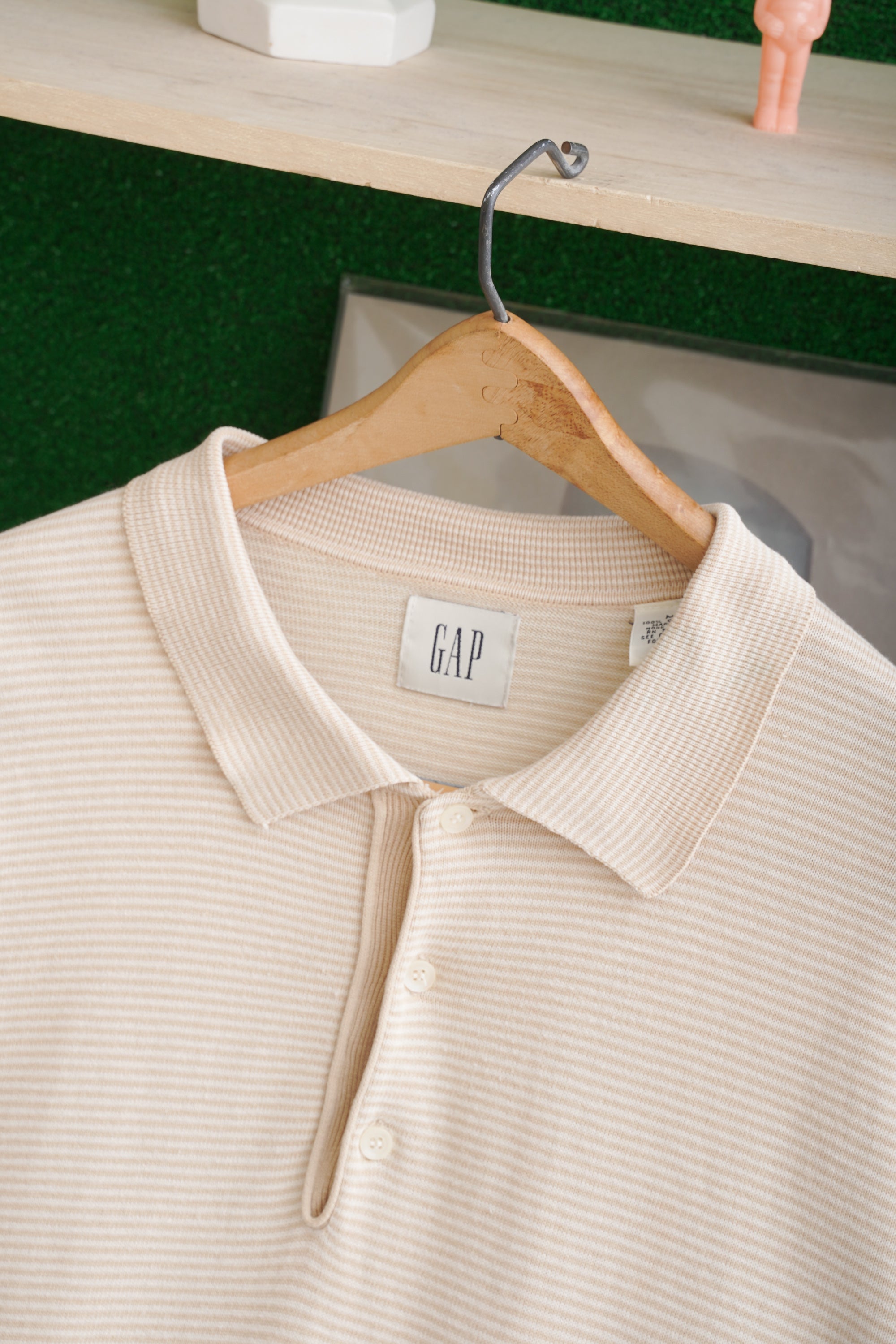 90S GAP STRIPED COTTON KNIT POLO SHIRT