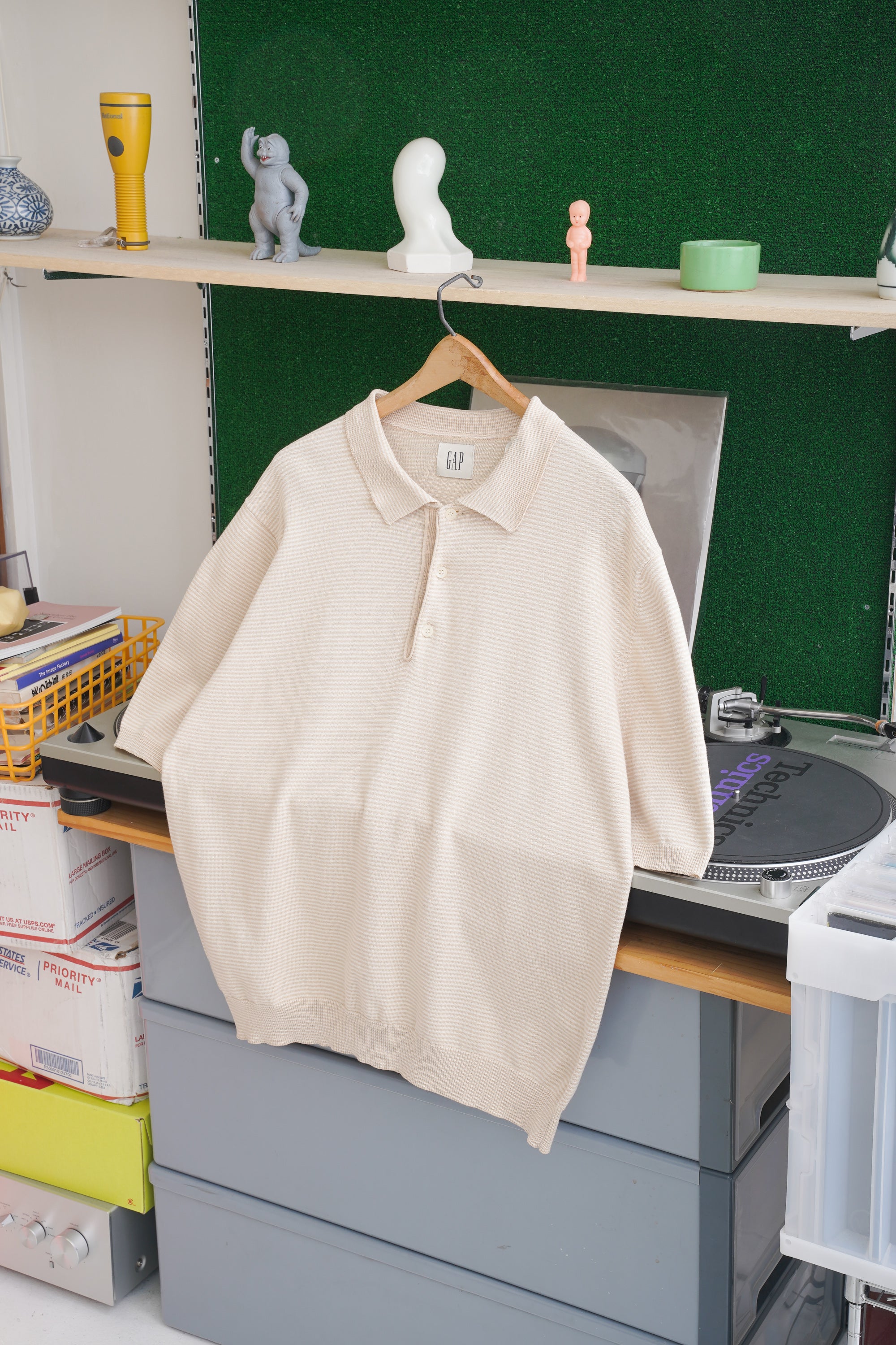 90S GAP STRIPED COTTON KNIT POLO SHIRT