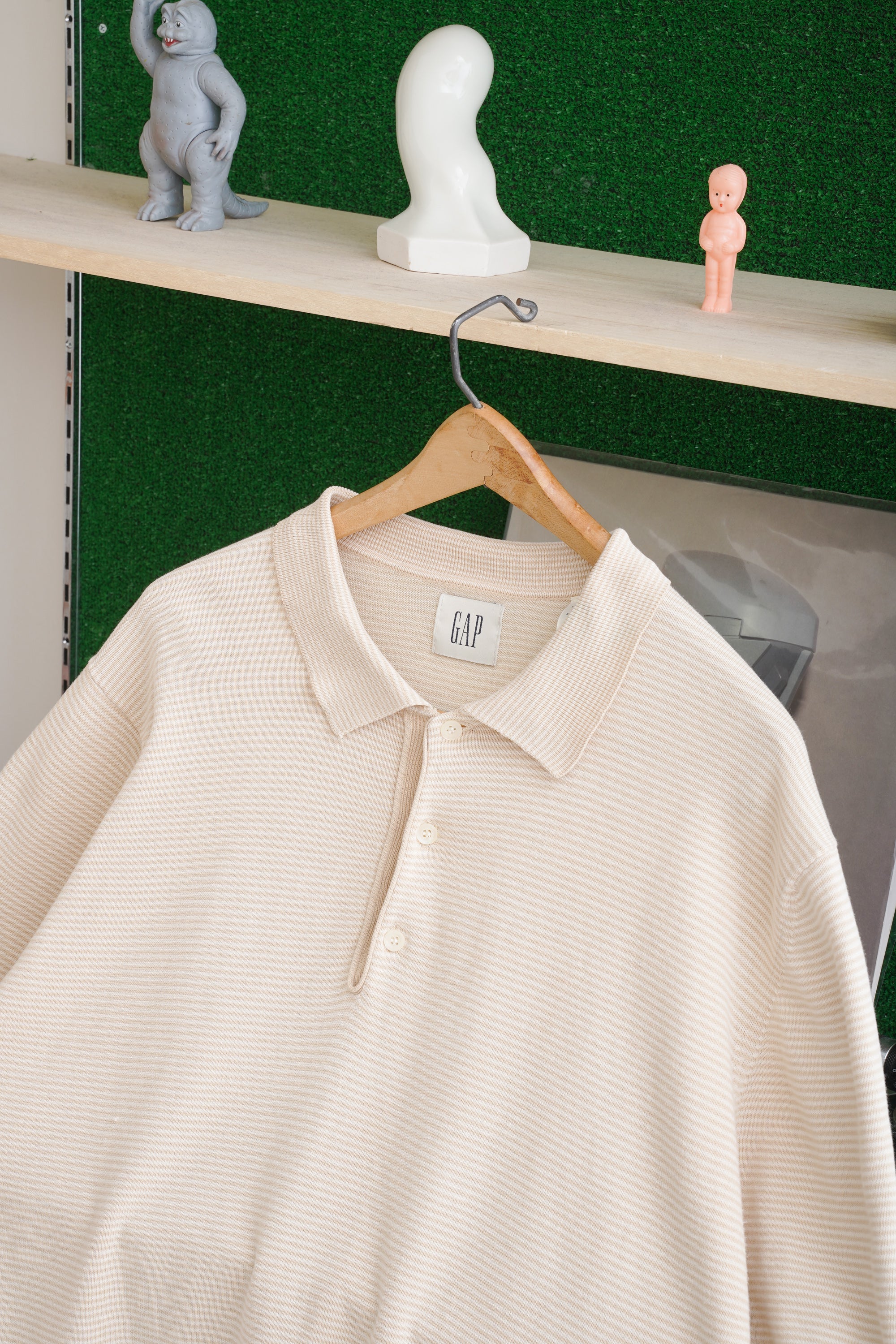 90S GAP STRIPED COTTON KNIT POLO SHIRT
